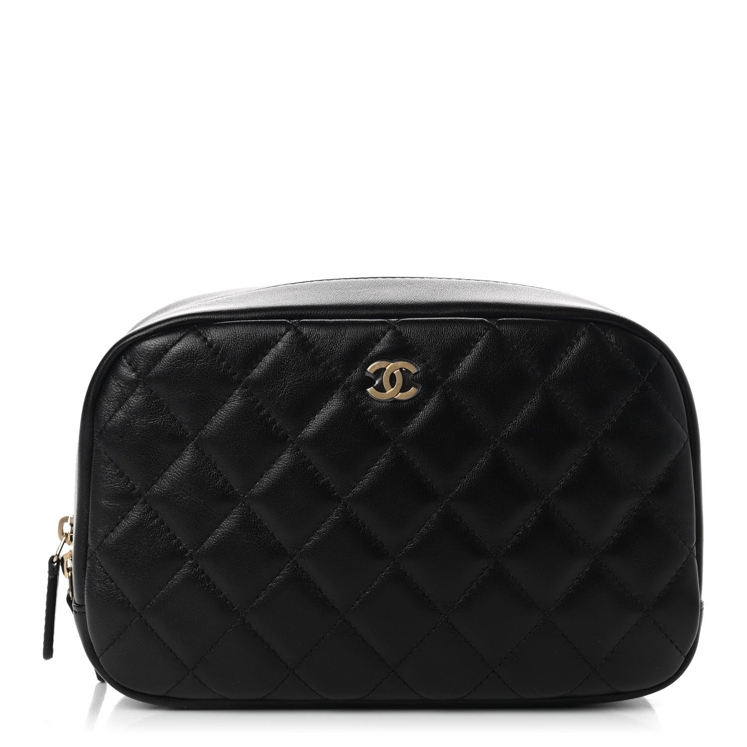 Chanel Lambskin Quilted Medium Curvy Pouch Cosmetic Case Black 1 of 7