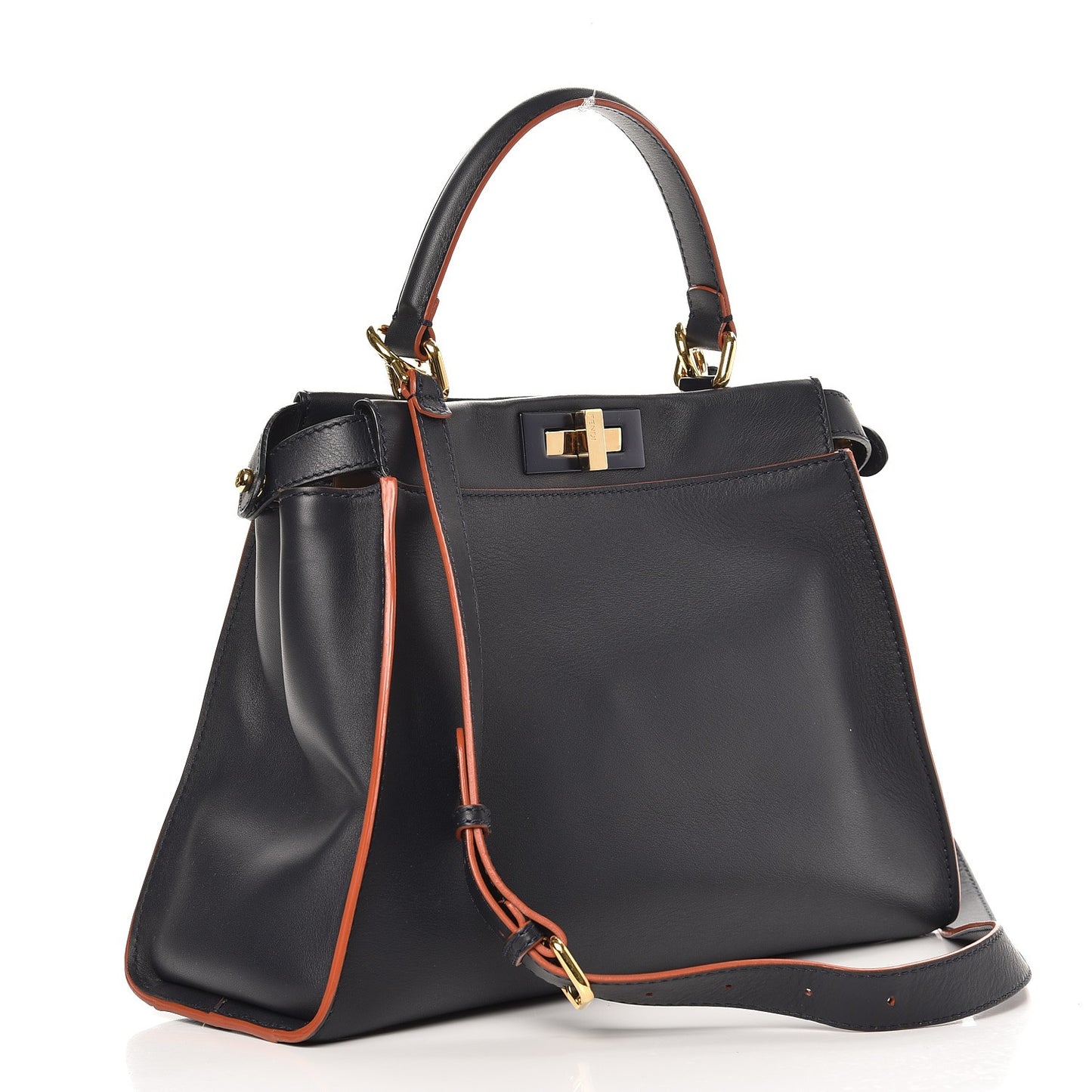 Vitello Seta Burro Medium Peekaboo Iconic Satchel Blue Notte Plaster