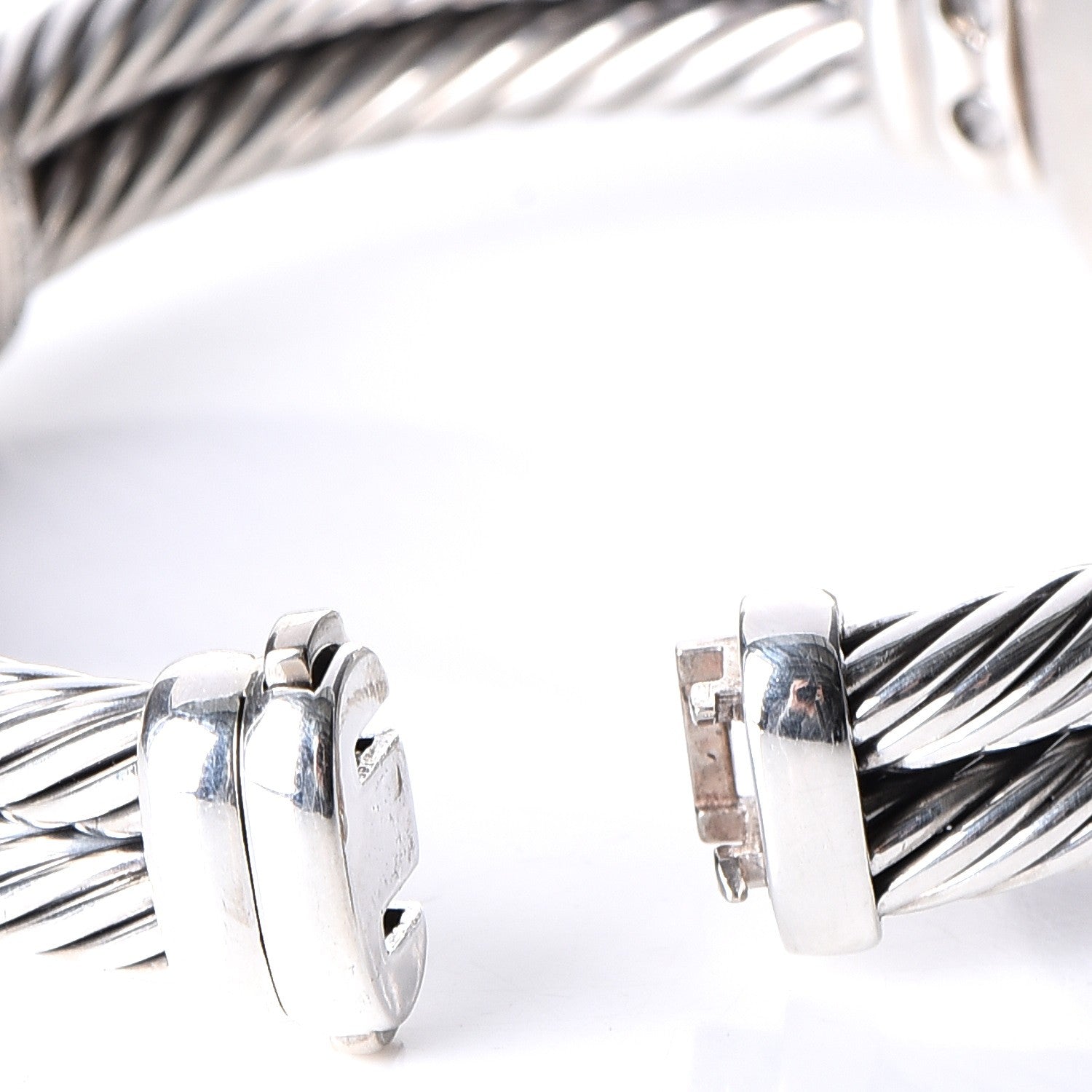 David Yurman Sterling Silver Diamond Mother of Pearl 19mm Cable Chelsea Quartz Watch 7 of 7