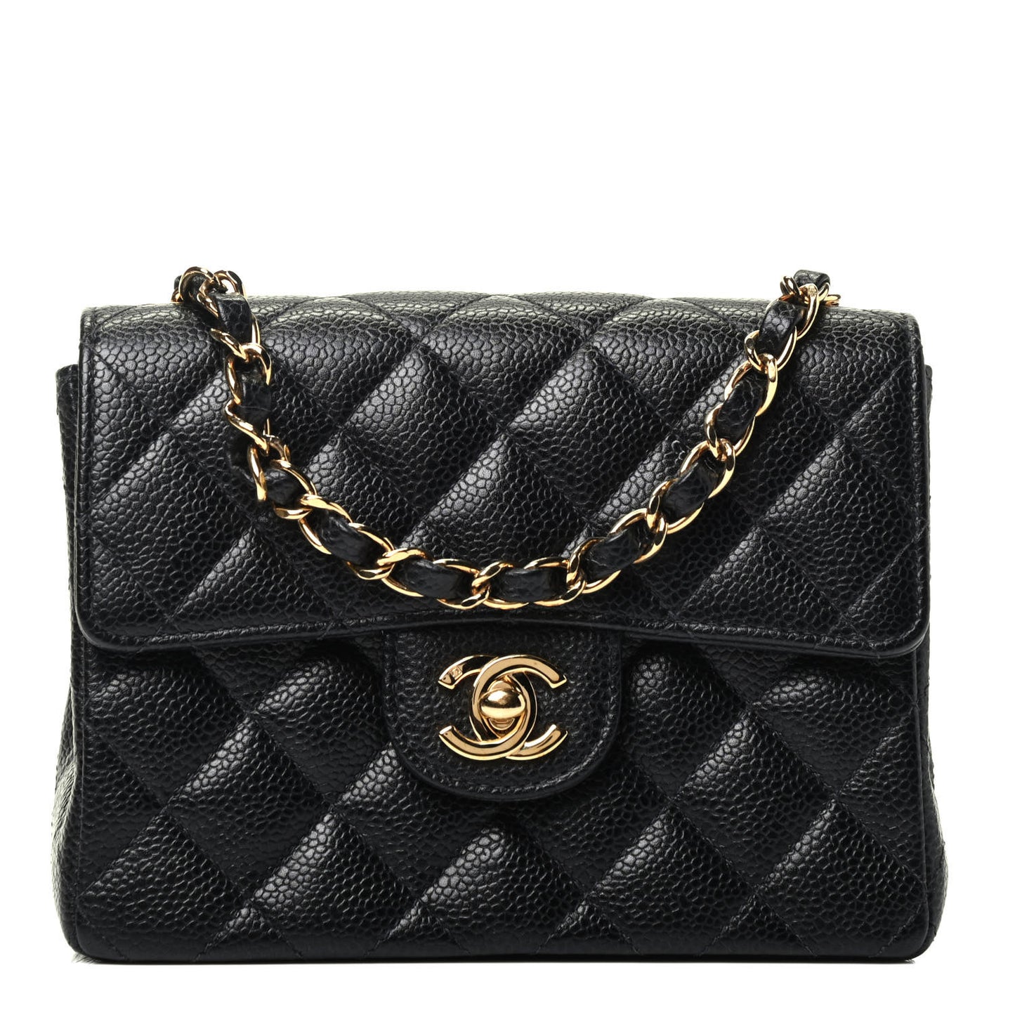 Caviar Quilted Mini Square Flap Black