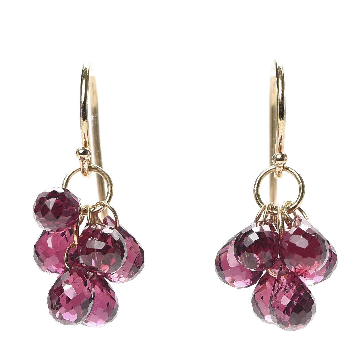Tiffany 18K Yellow Gold Rhodolite Garnet Briolette Earrings 1 of 4