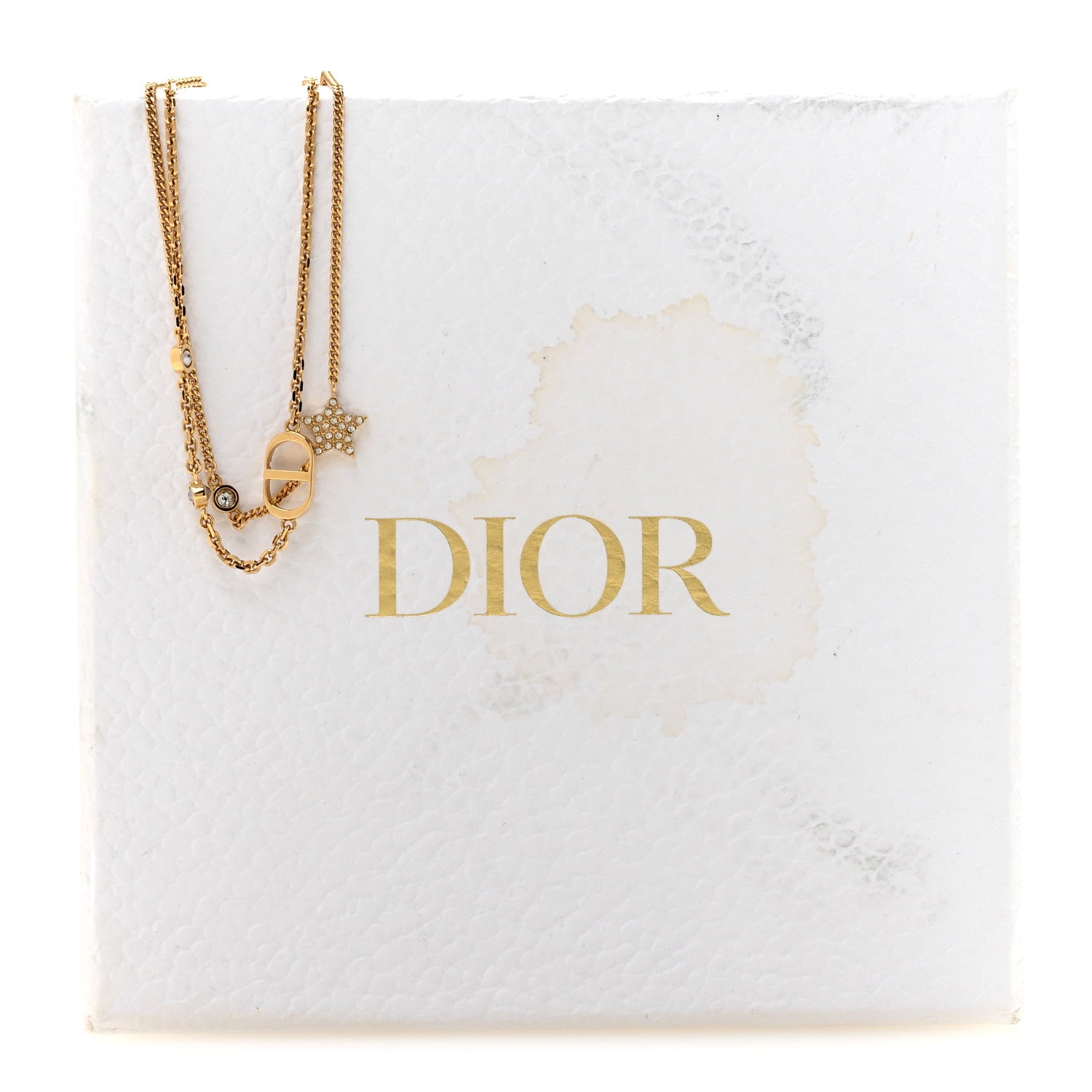 Christian Dior Metal Crystal Petit CD Double Necklace Gold 6 of 6