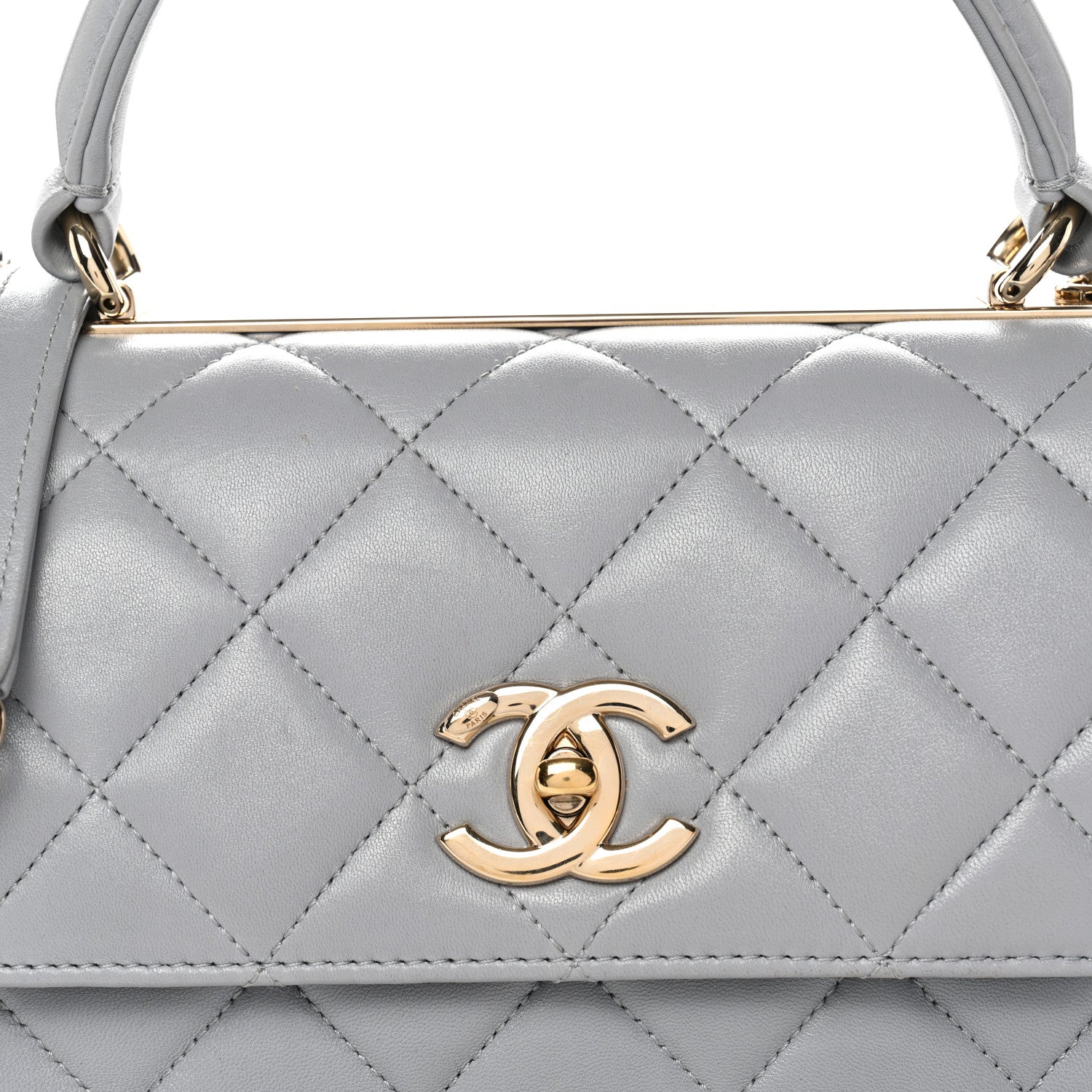 Chanel Lambskin Quilted Small Trendy CC Flap Dual Handle Bag Grey