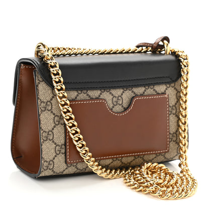 Gucci GG Supreme Monogram Calfskin Small Padlock Shoulder Bag Beige Black Cuir 3 of 8