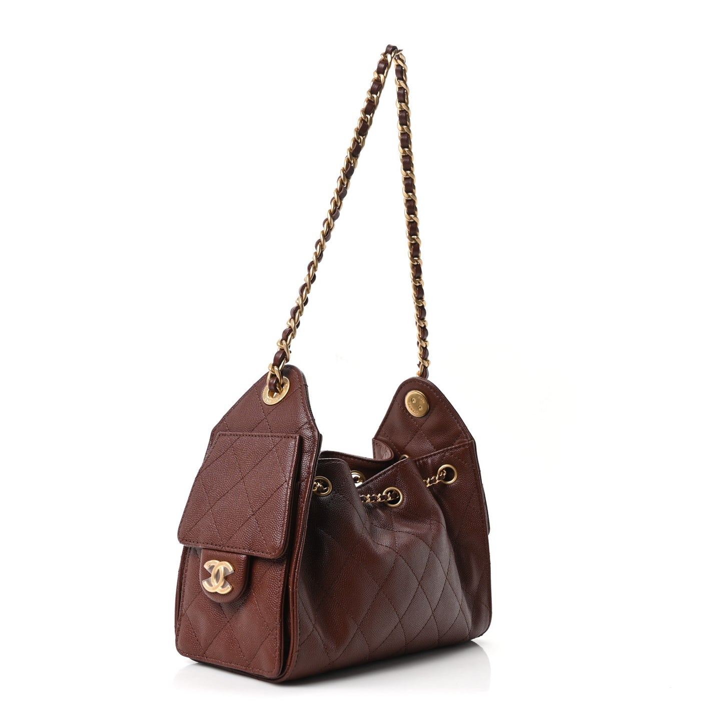 Caviar Quilted Mini Chanel 25 Handbag Brown