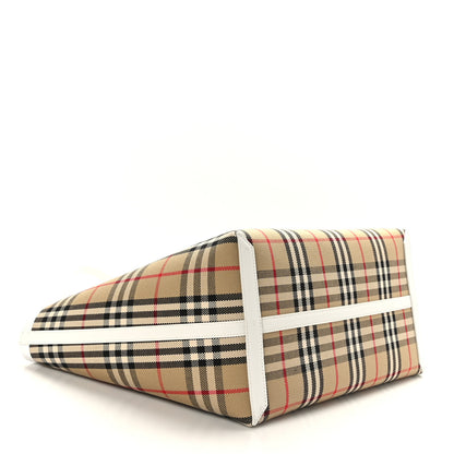 Burberry Cotton Vintage Check Medium London Tote Bag White 5 of 10
