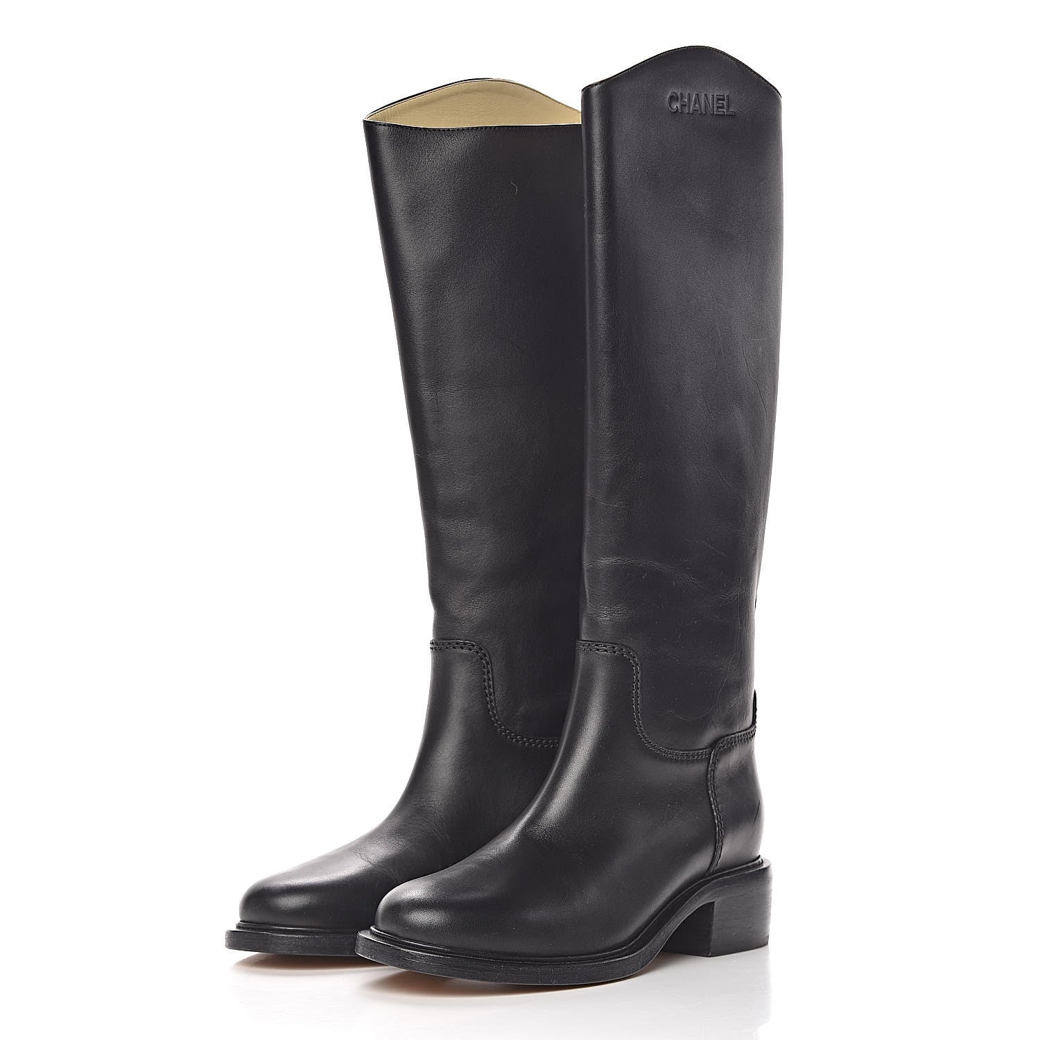 Chanel Calfskin Knee High Boots 41 Black 3 of 11