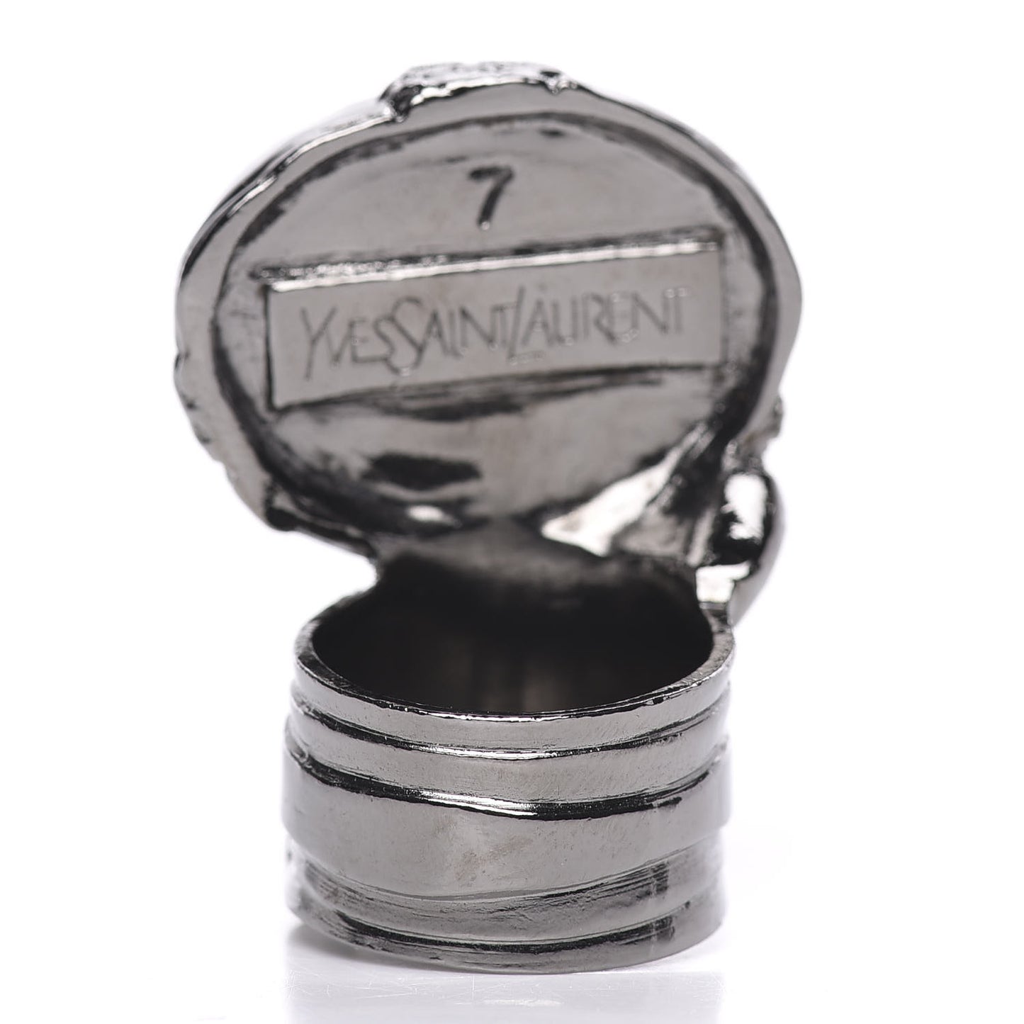 Glass Cabochon Arty Ovale Ring 7 Gunmetal Black