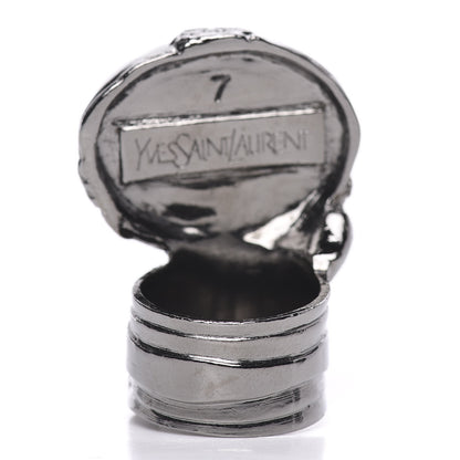 Saint Laurent Glass Cabochon Arty Ovale Ring 7 Gunmetal Black 3 of 4