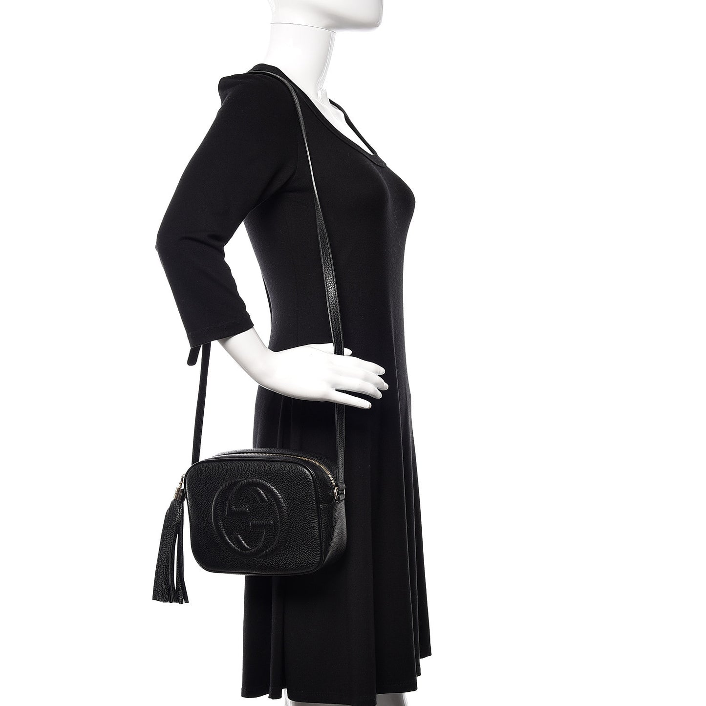 Pebbled Calfskin Small Soho Disco Bag Black