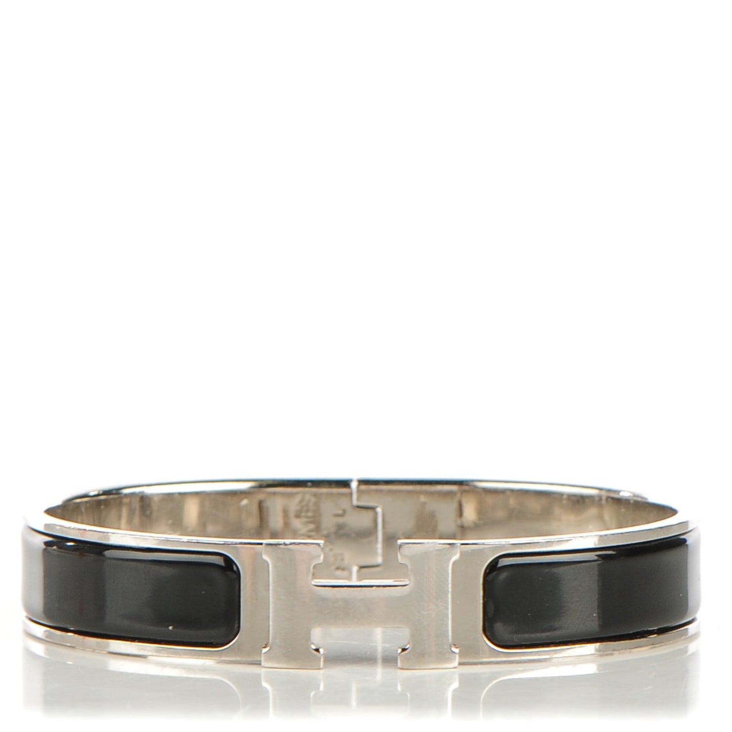 Enamel Narrow Clic Clac H Bracelet GM Black