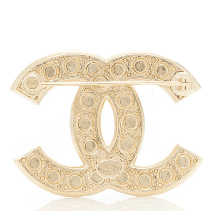 Chanel Metal Crystal Graduated Pearl CC Brooch Gold 3 of 5