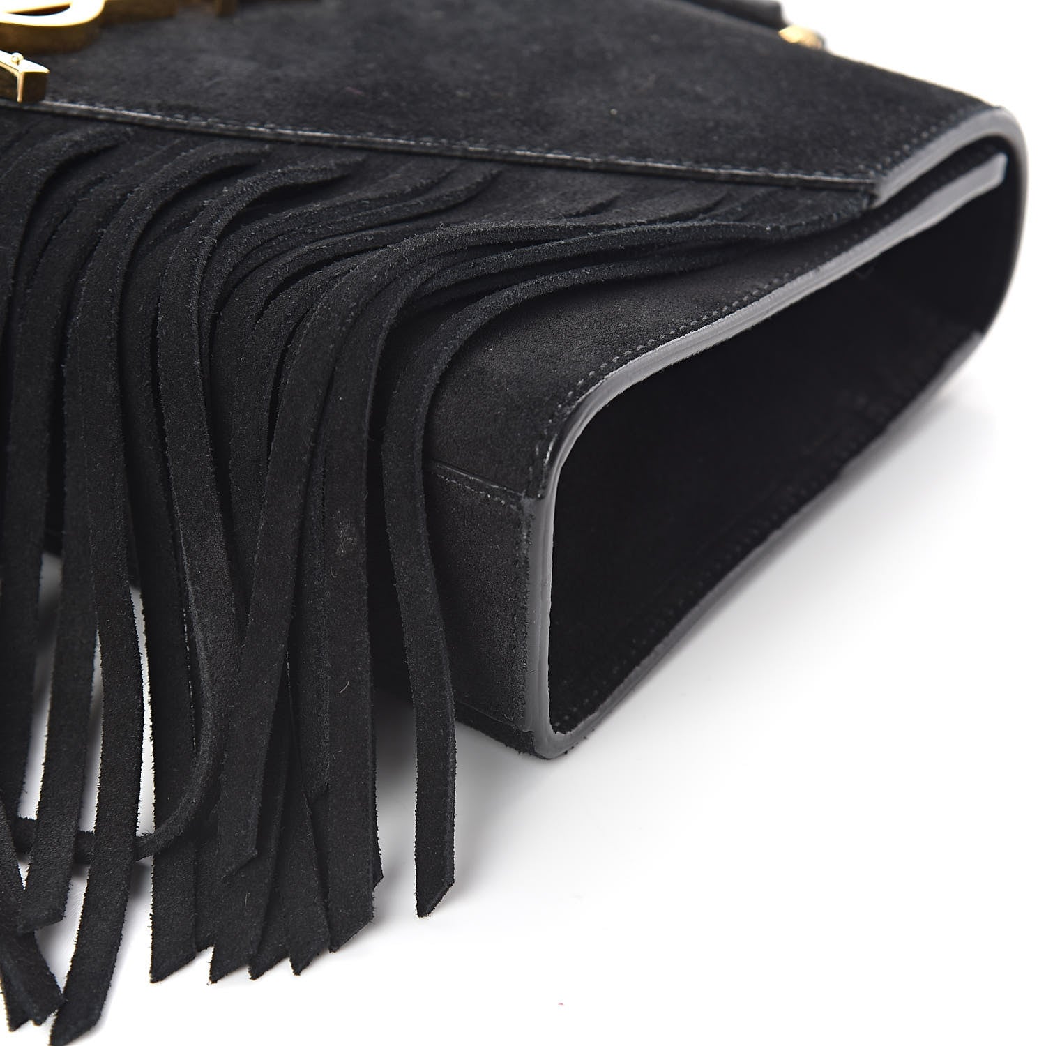 Saint Laurent Suede Fringe Small Monogram Satchel Black 9 of 9