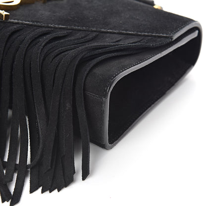 Saint Laurent Suede Fringe Small Monogram Satchel Black 9 of 9