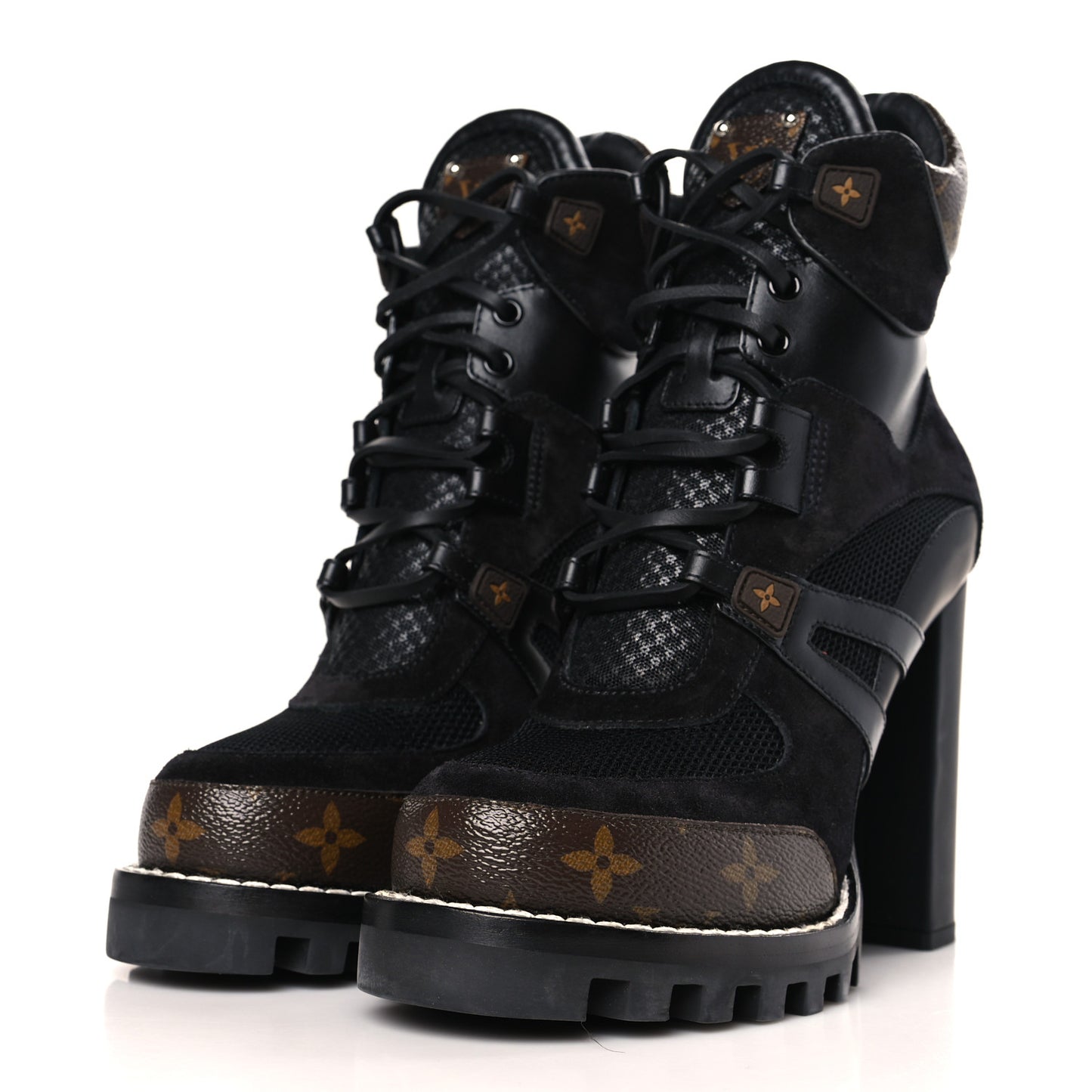 Suede Calfskin Monogram Star Trail Ankle Boots 39 Black