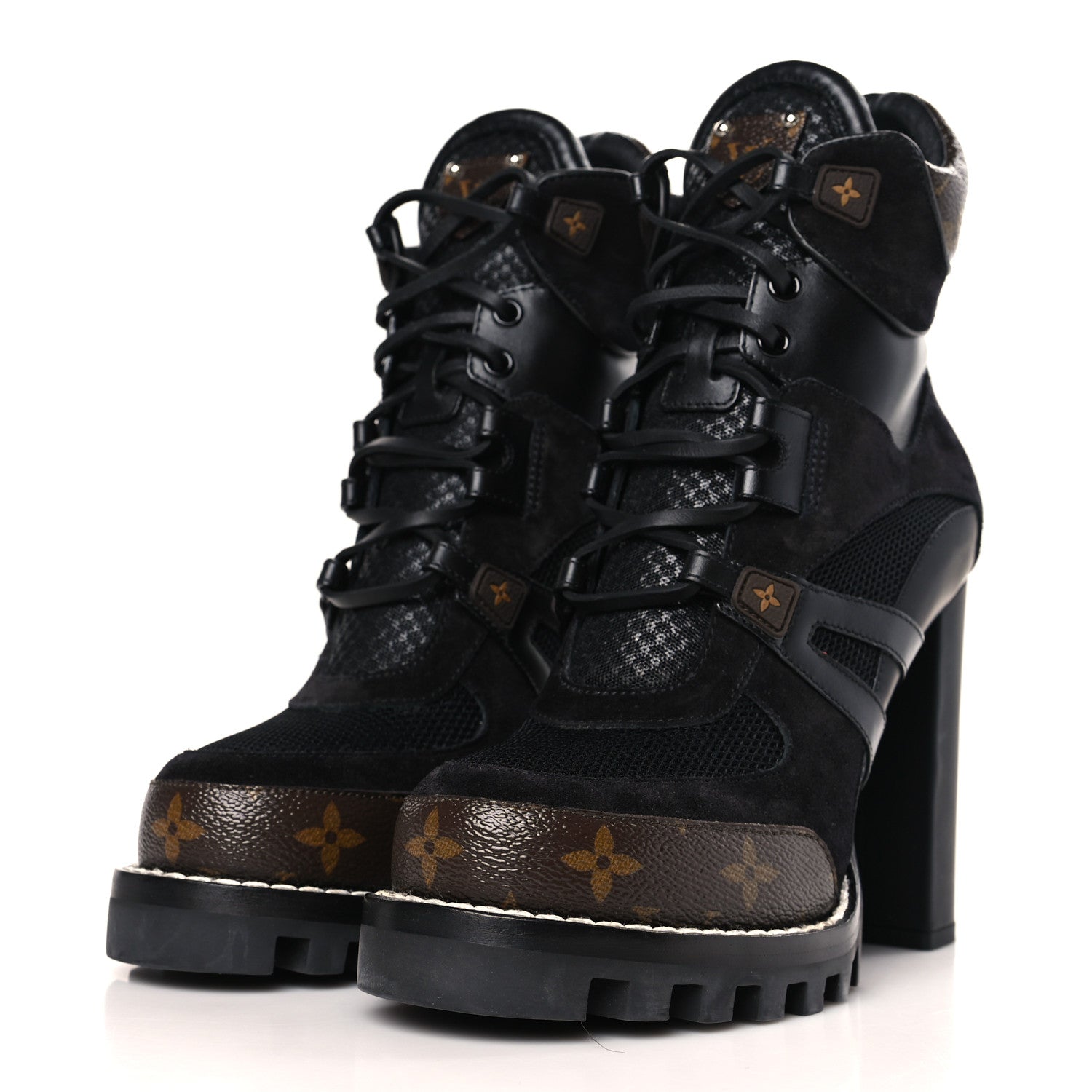 Louis Vuitton Suede Calfskin Monogram Star Trail Ankle Boots 39 Black 3 of 8