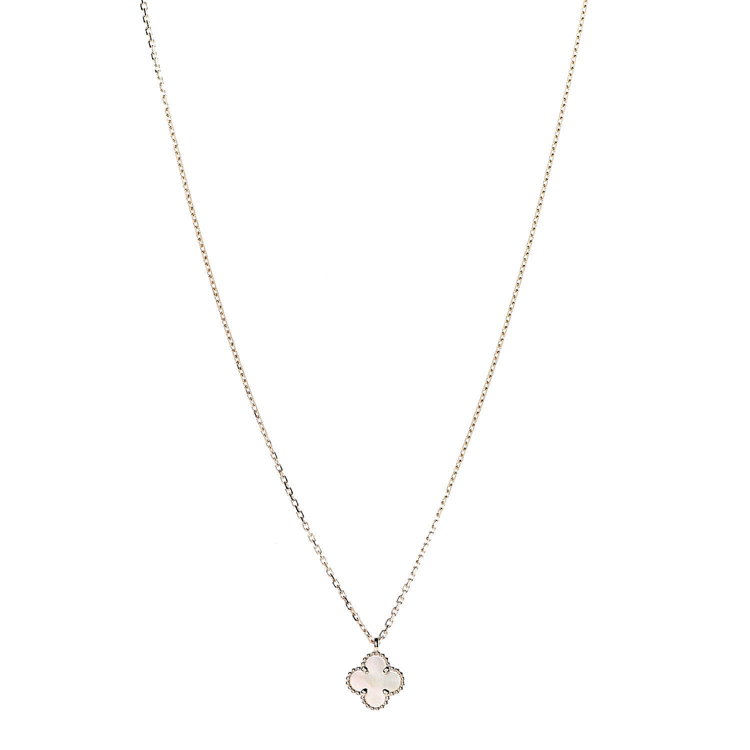 Van Cleef & Arpels 18K Yellow Gold Mother of Pearl Sweet Alhambra Pendant Necklace 1 of 6