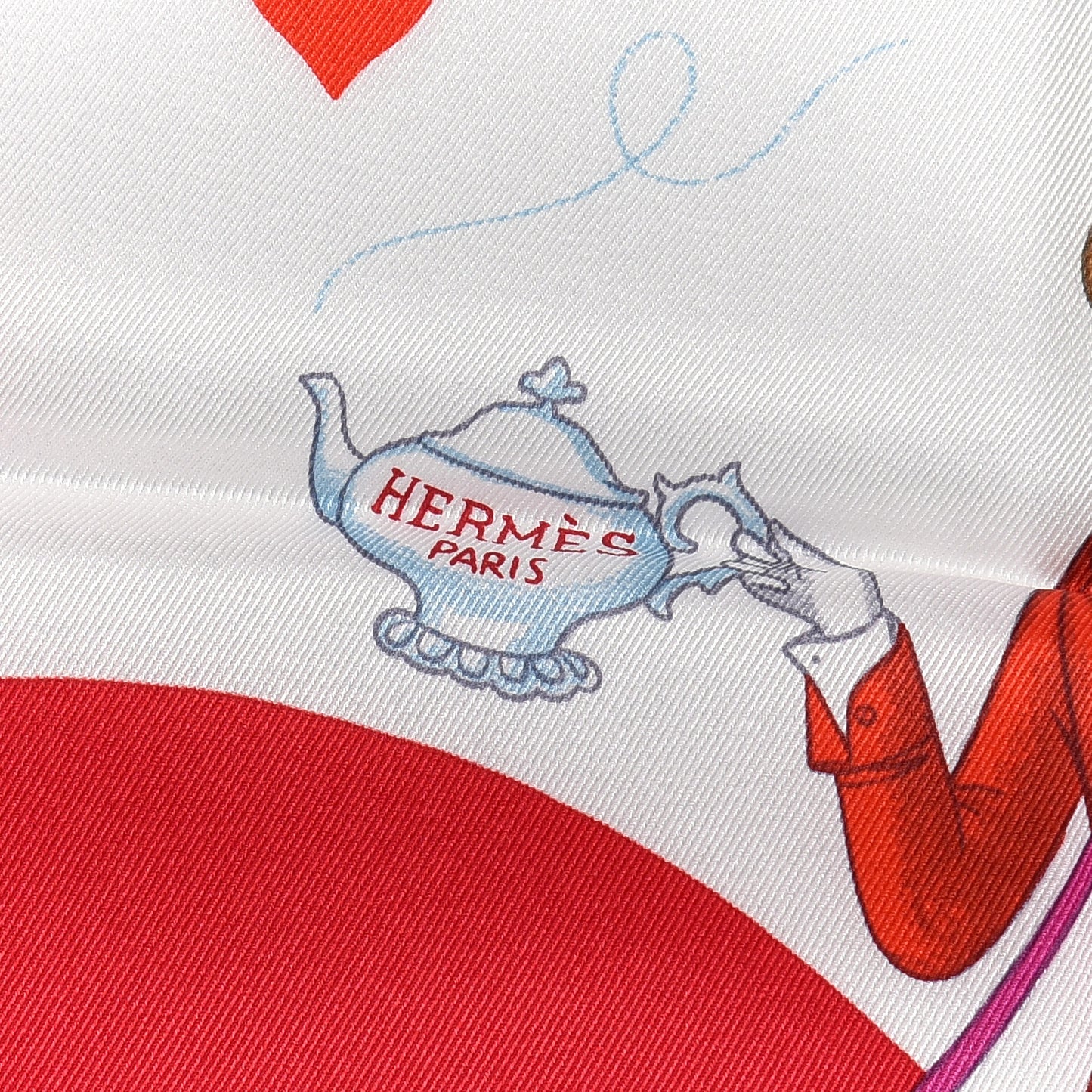 Silk Tea Time Scarf 70 White Framboise Rouge