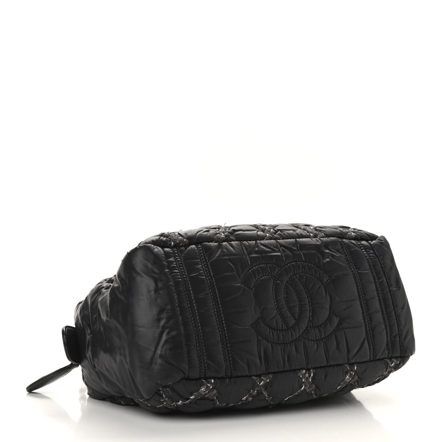 Nylon Quilted Tweed Stitch Bubble Camera Case Black