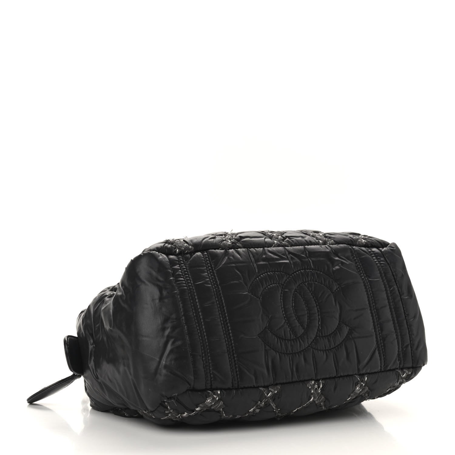 Chanel Nylon Quilted Tweed Stitch Bubble Camera Case Black 4 of 13