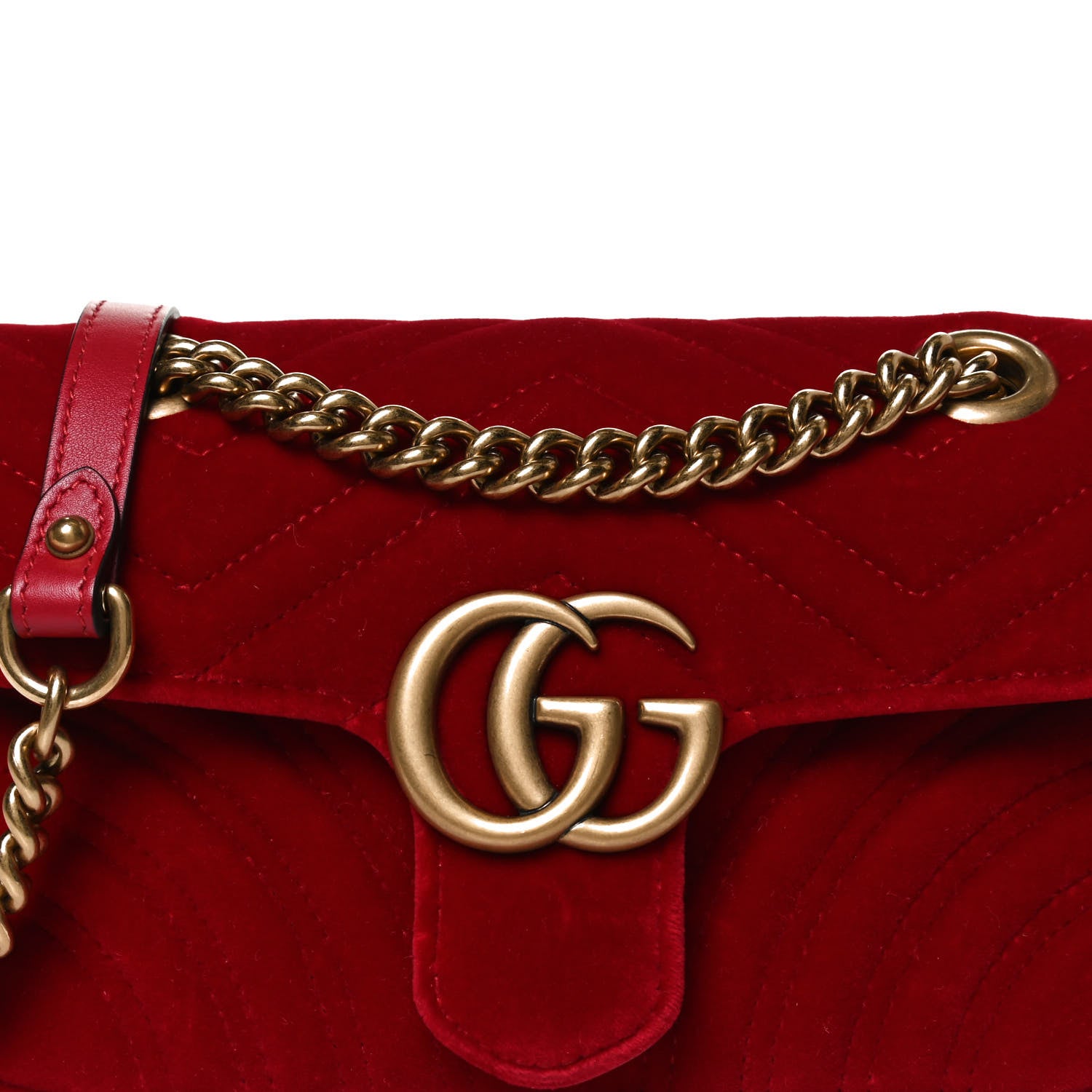 Gucci Velvet Matelasse Mini GG Marmont Shoulder Bag Hibiscus Red 9 of 12