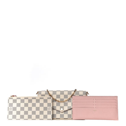 Louis Vuitton Damier Azur Pochette Felicie Chain Wallet Rose Ballerine 1 of 11