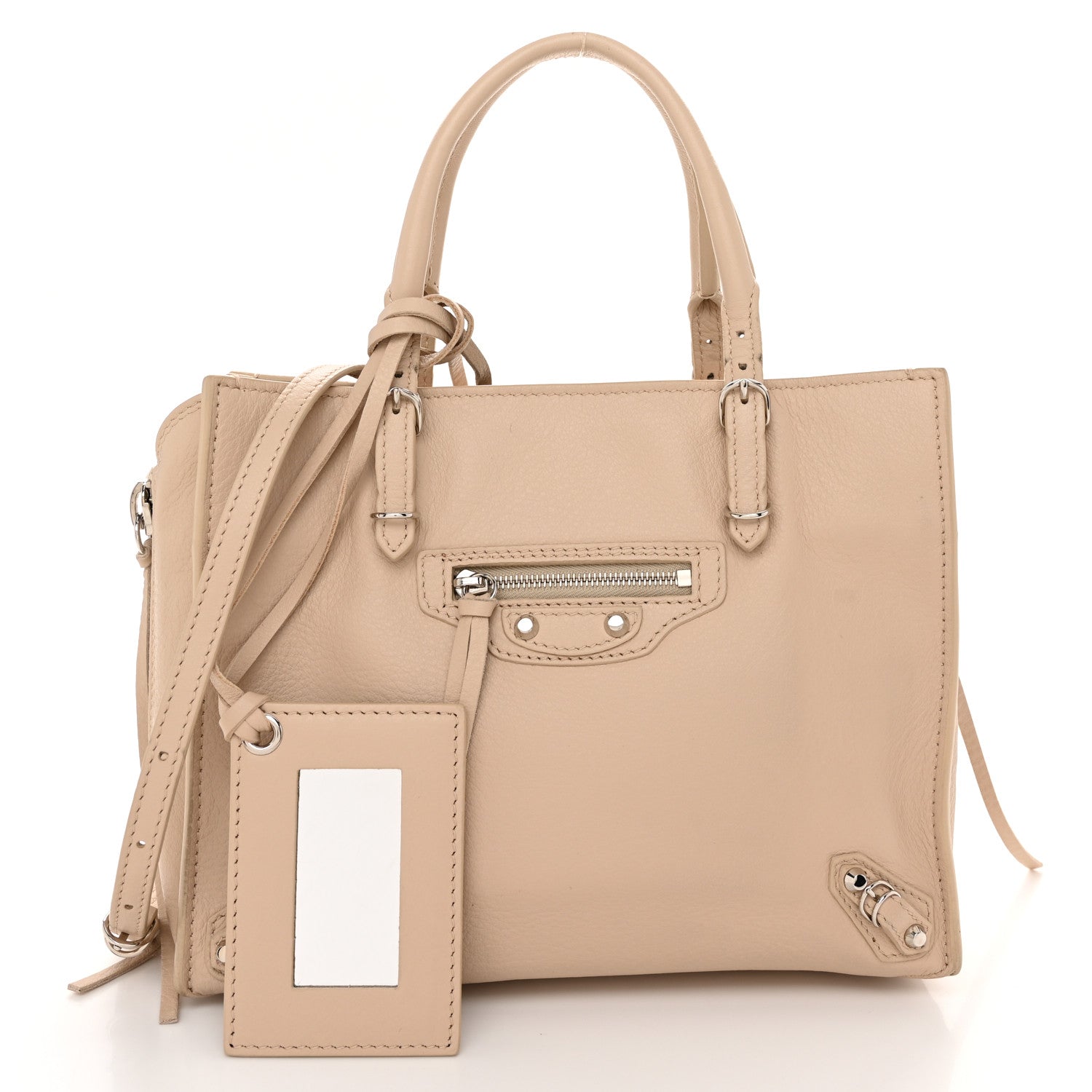 Balenciaga Calfskin Papier Mini A4 Zip Around Tote Light Beige 3 of 13