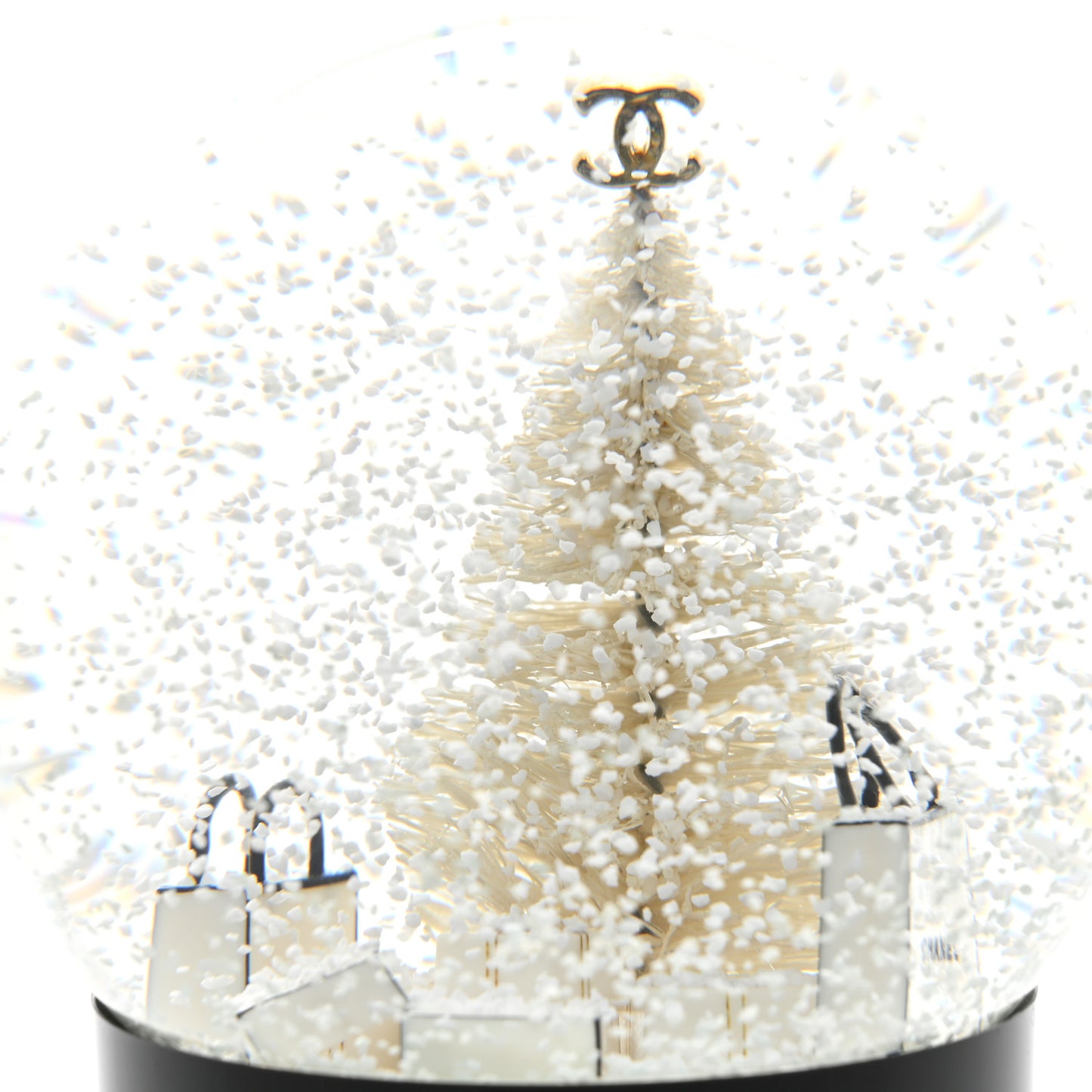 Glass Christmas Tree Shopping Bag Snow Globe
