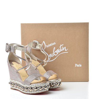 Christian Louboutin Lurex Chocazeppa 120 Platform Wedge Sandals 36 Lupin 9 of 9