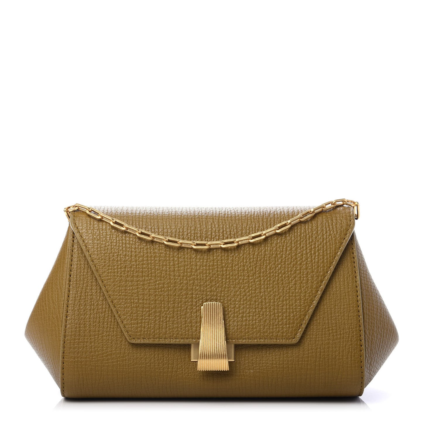 Textured Calfskin The Mini Angle Shoulder Bag Moutarde