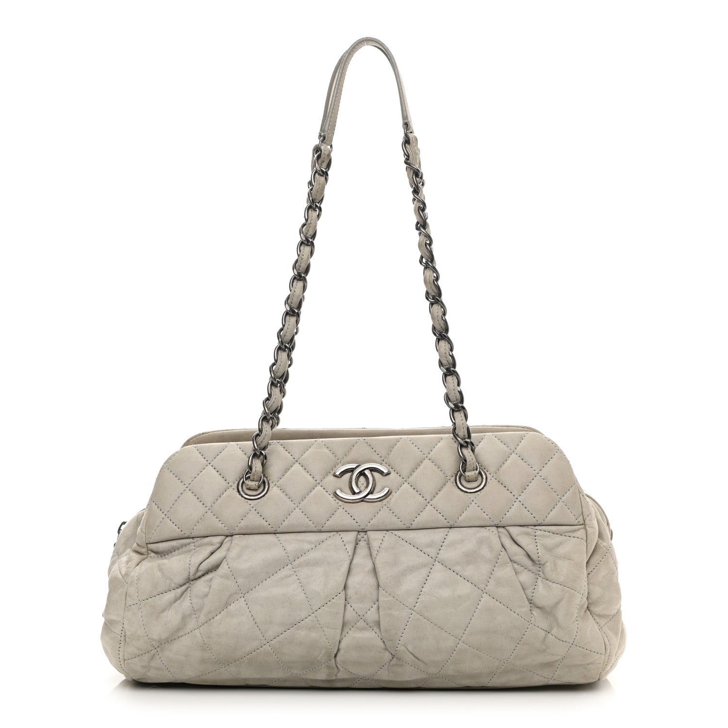 Chanel Iridescent Calfskin Chic Quilt Bowling Bag Grey 1 of 10