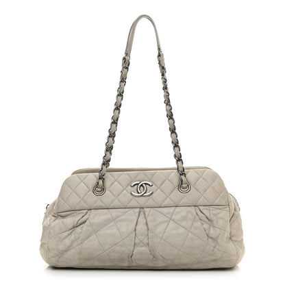 Chanel Iridescent Calfskin Chic Quilt Bowling Bag Grey 1 of 10