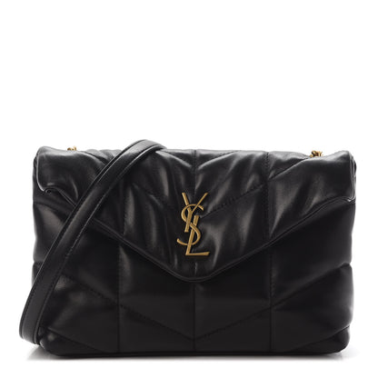 Saint Laurent Lambskin Quilted Toy Loulou Puffer Monogram Chain Satchel Black 1 of 7