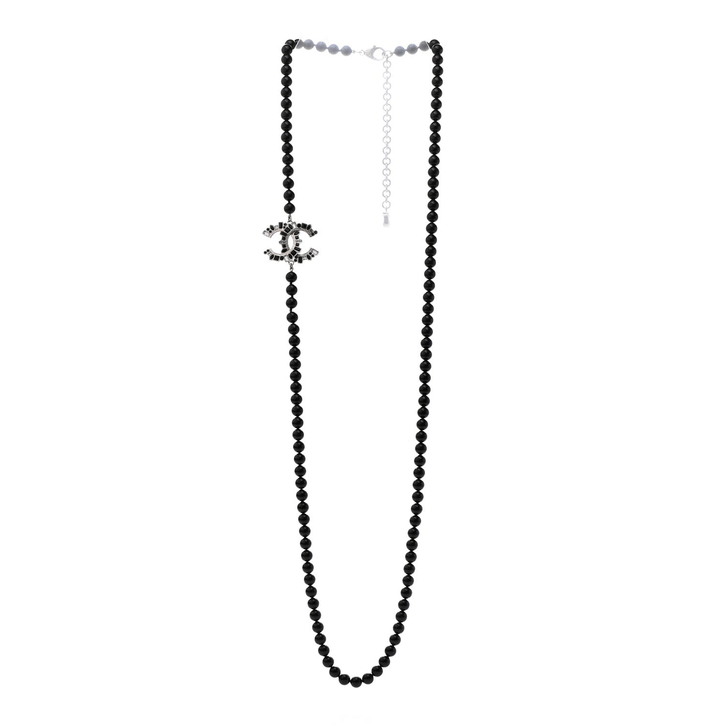 Pearl Bead CC Double Strand Necklace Black