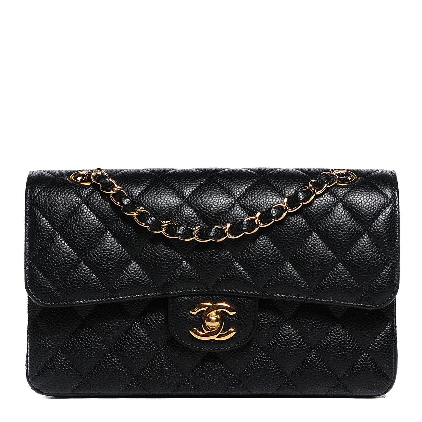Caviar Quilted Small Double Flap Black