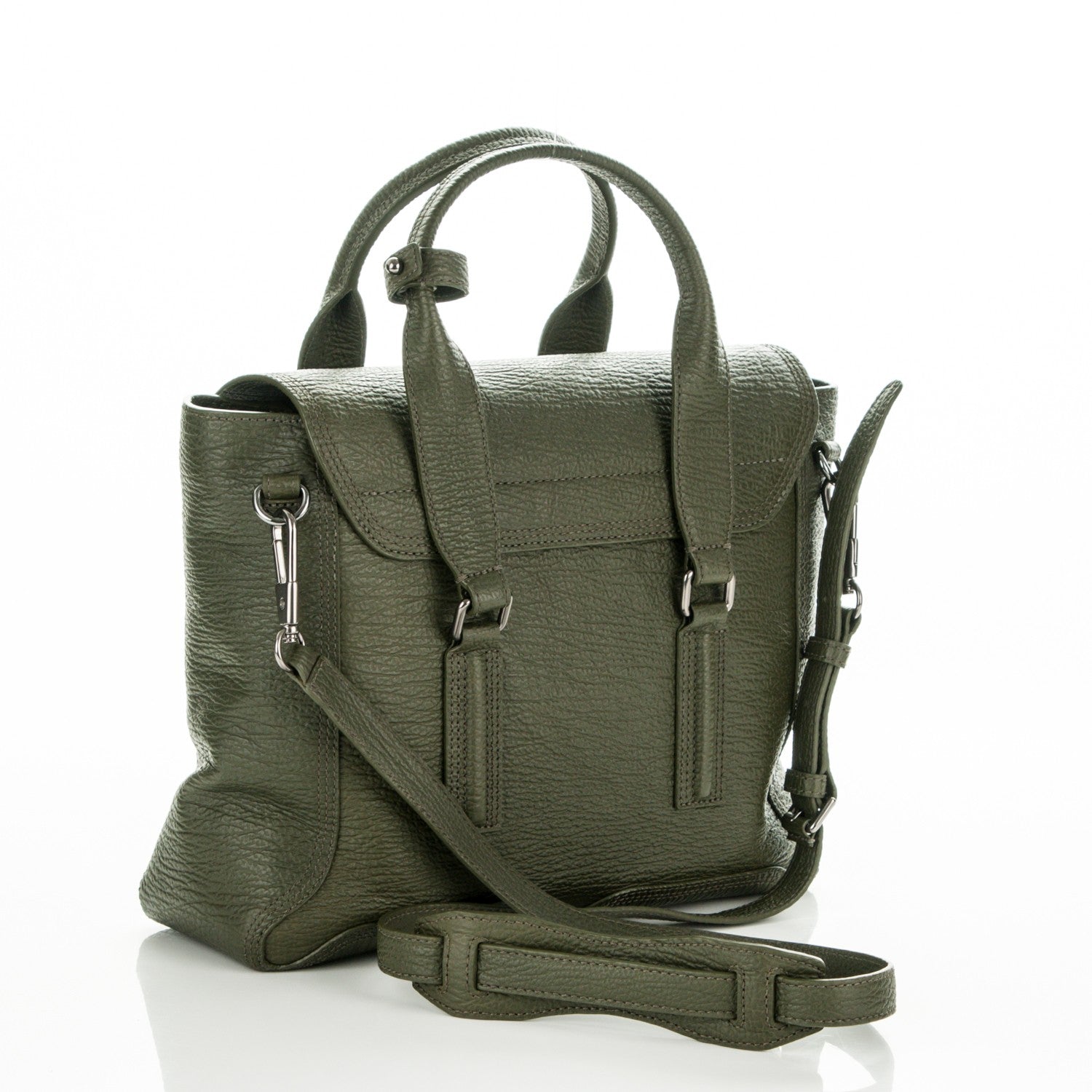 3.1 Phillip Lim 3.1 Textured Calfskin Medium Pashli Satchel Military Green 3 of 7