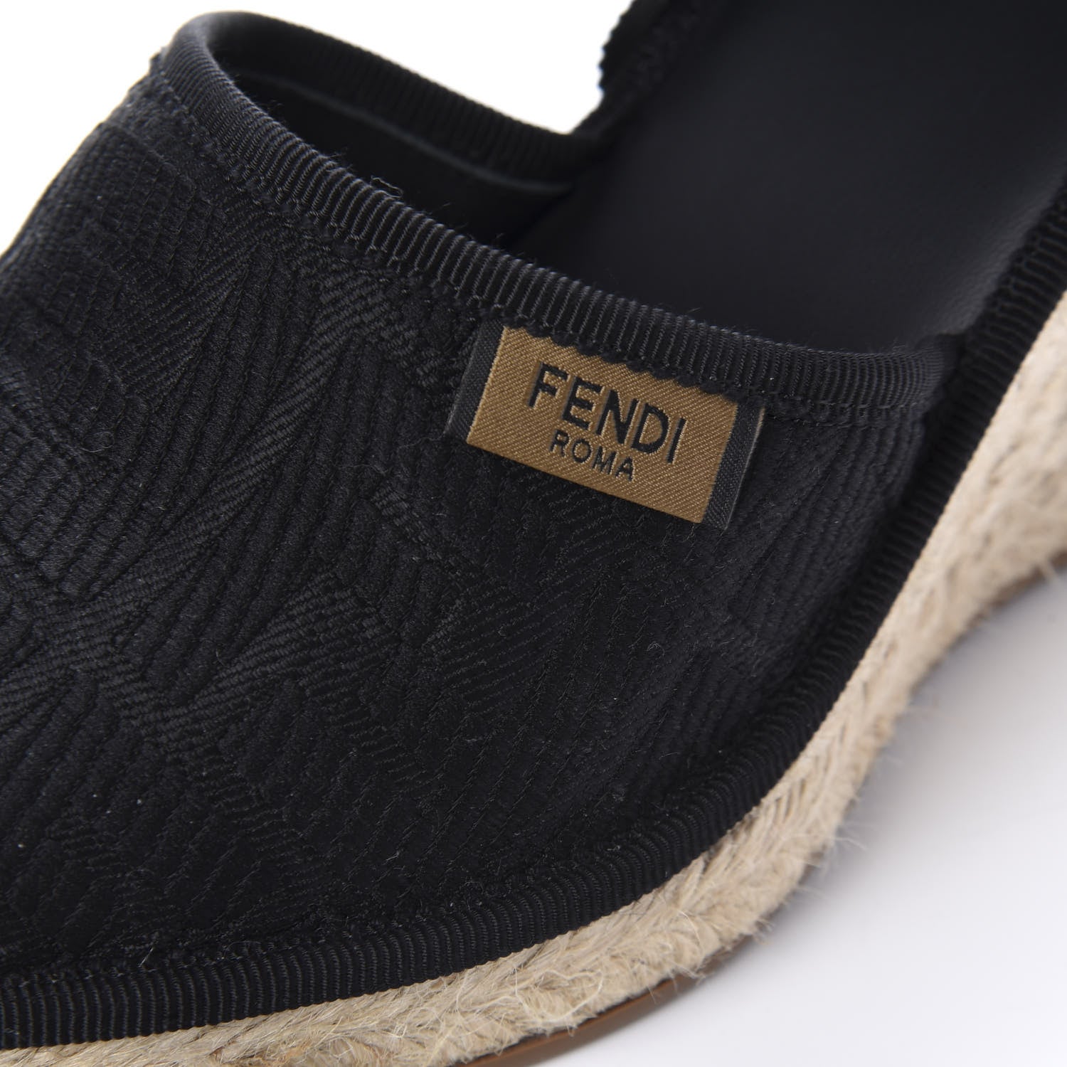 Fendi Canvas FF Embroidered Roma Ankle Wrap Espadrille Wedges 37 Black 9 of 10