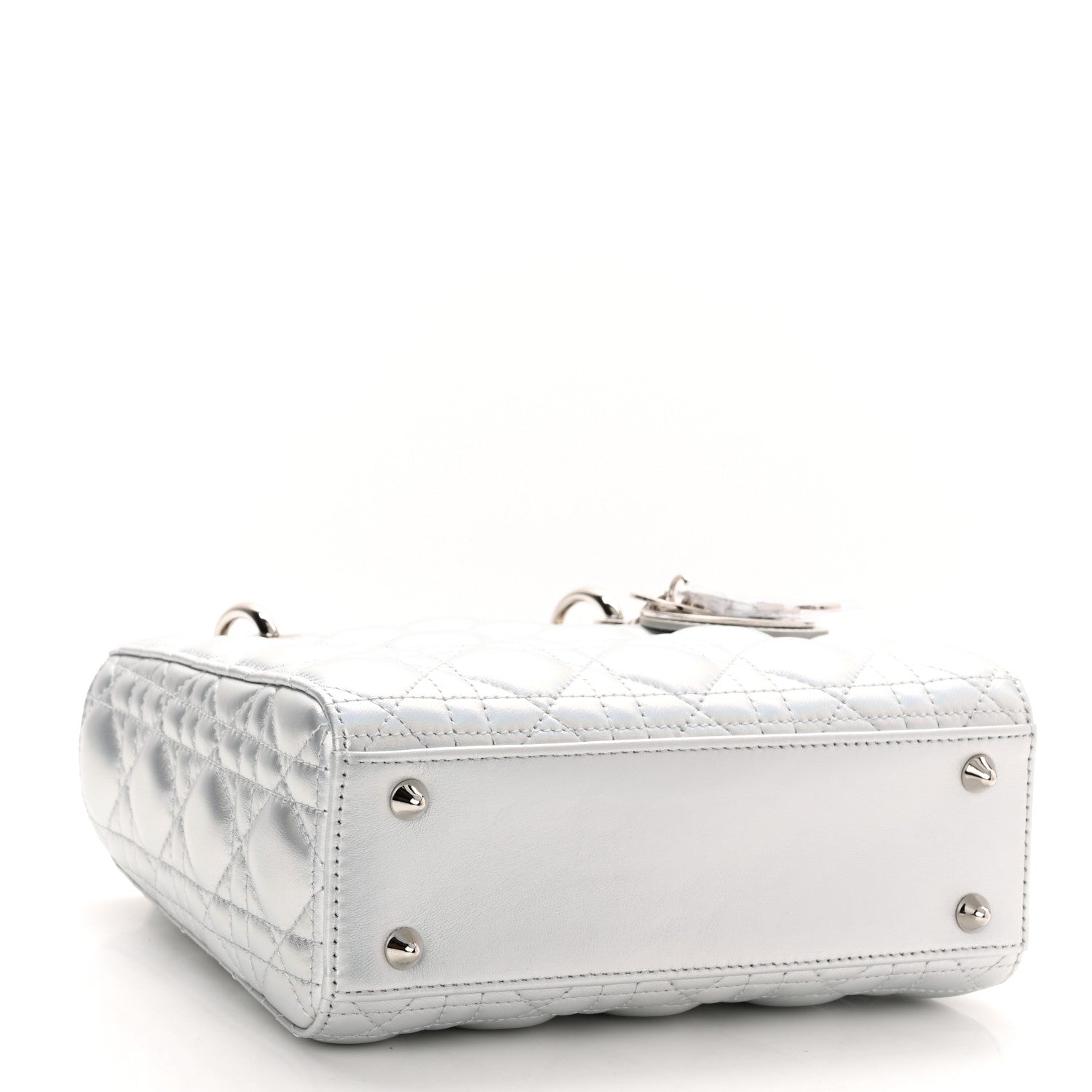 Christian Dior Iridescent Metallic Lambskin Cannage Small My ABCDior Lady Dior Silver 4 of 11