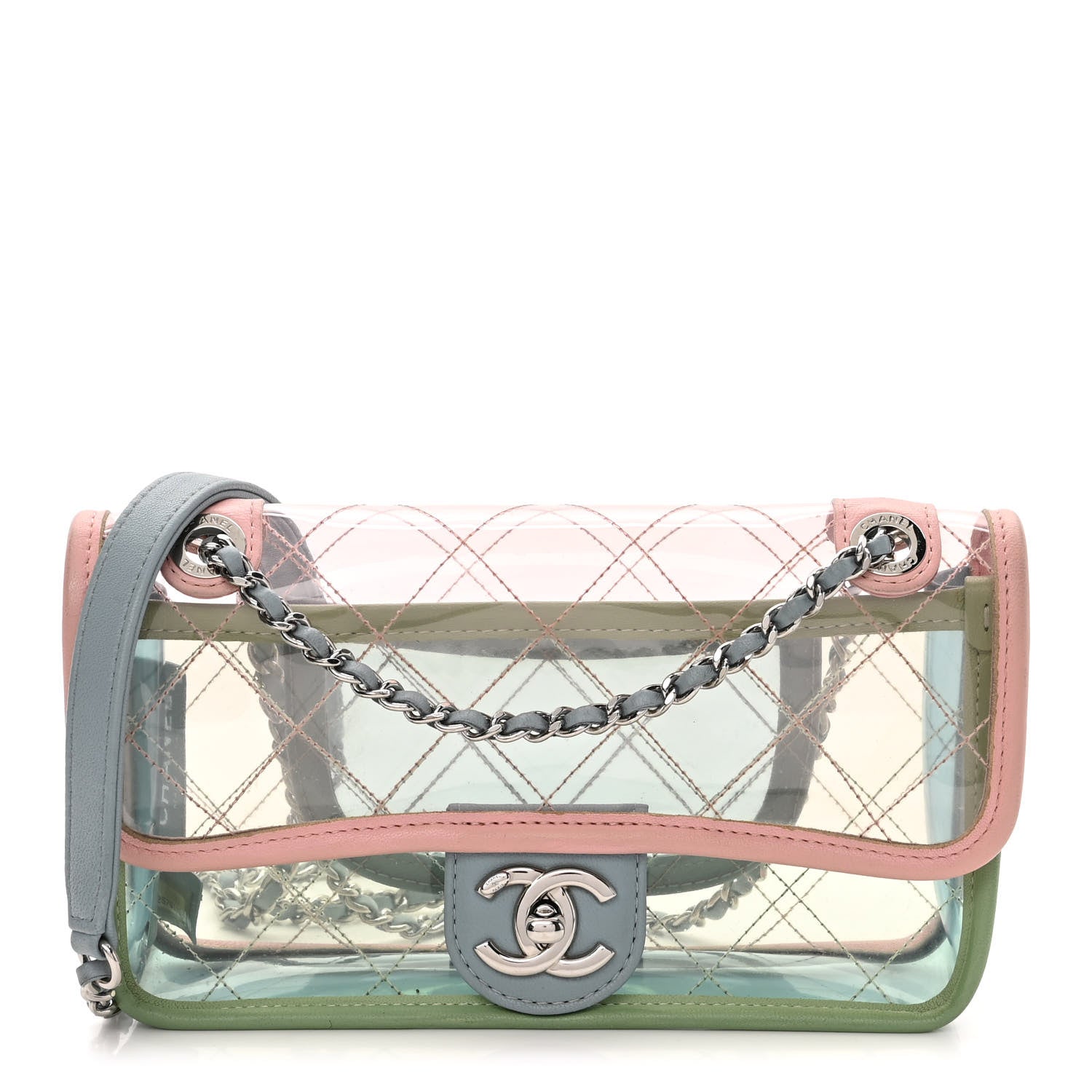 Chanel Lambskin PVC Quilted Mini Coco Splash Flap Blue Green 1 of 10