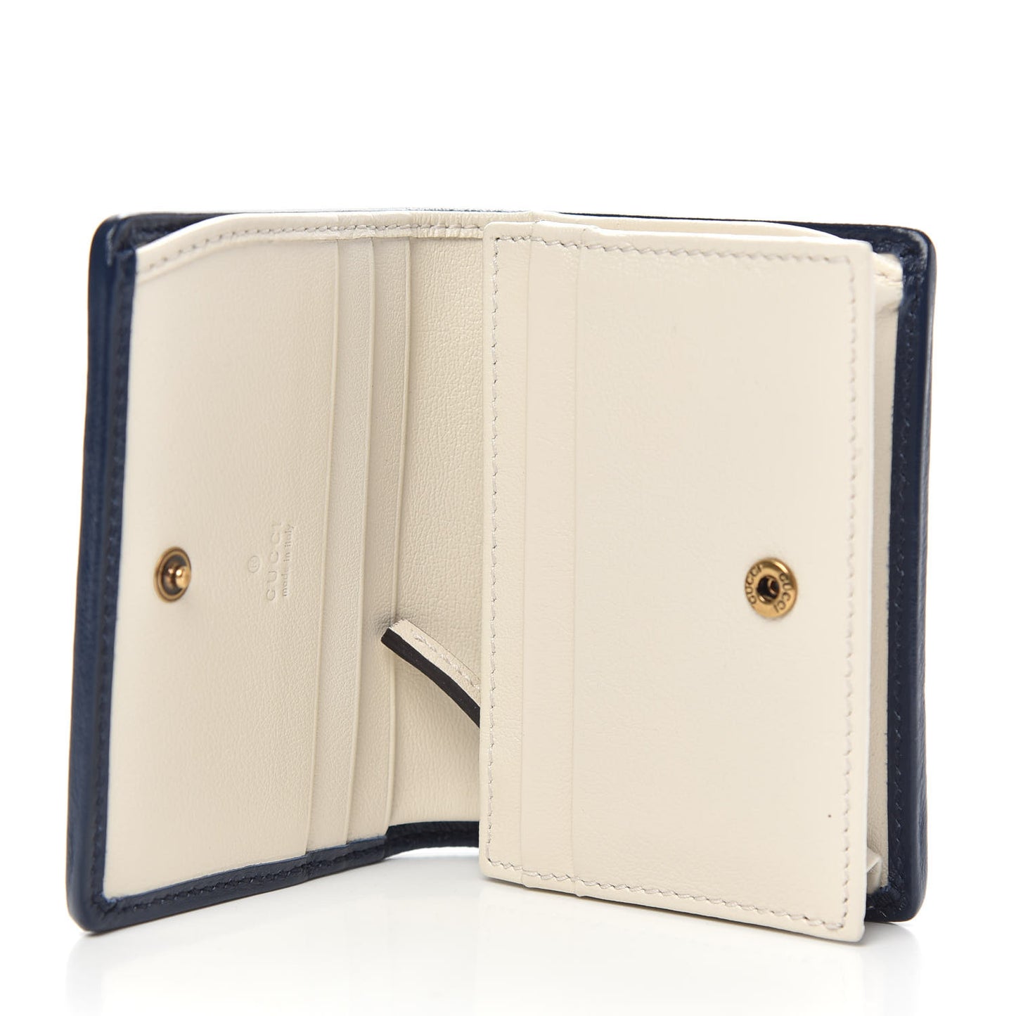 Vintage Effect Calfskin Matelasse Diagonal Torchon GG Marmont Card Case Wallet Mystic White Blue Agata