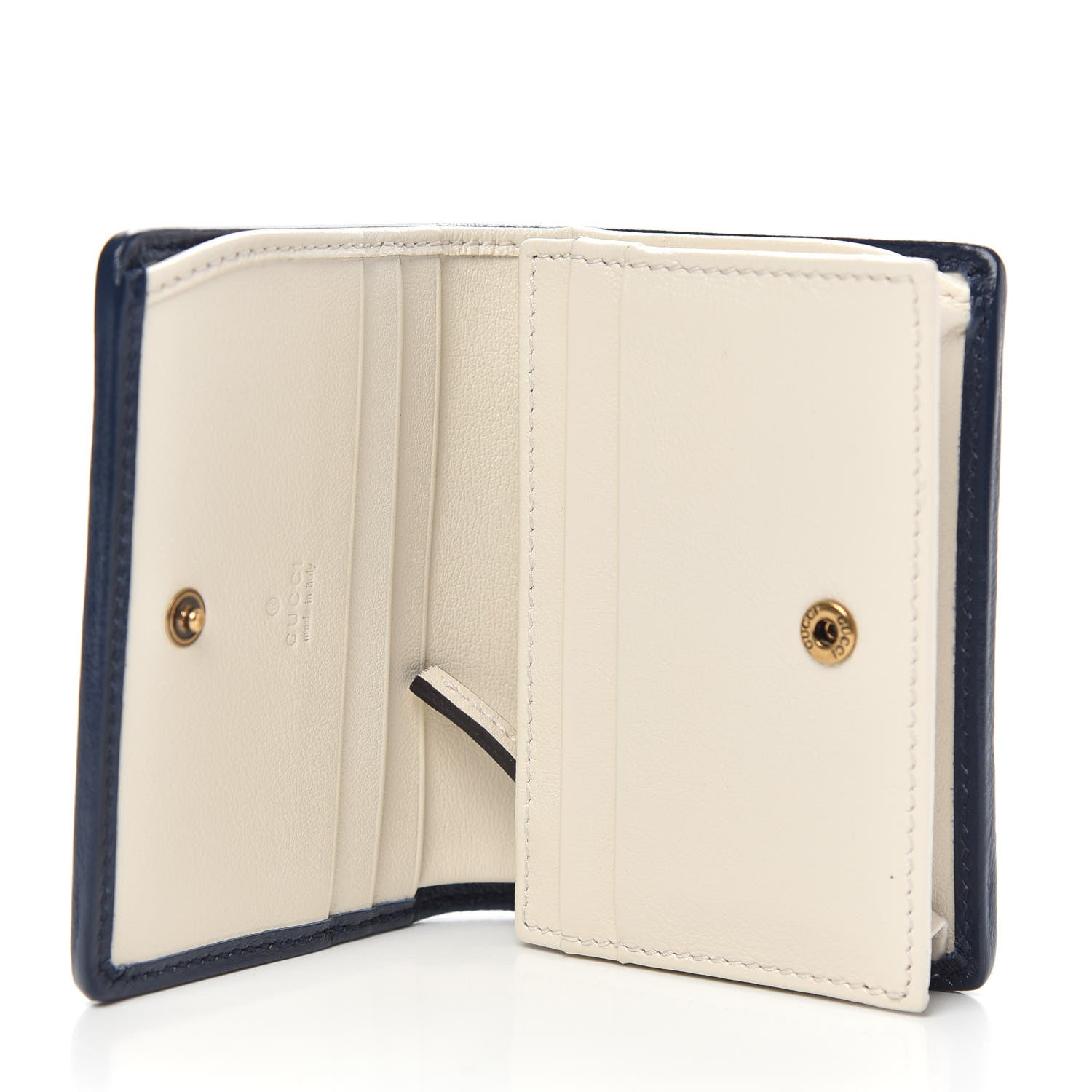 Gucci Vintage Effect Calfskin Matelasse Diagonal Torchon GG Marmont Card Case Wallet Mystic White Blue Agata 5 of 10
