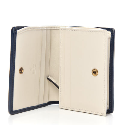 Gucci Vintage Effect Calfskin Matelasse Diagonal Torchon GG Marmont Card Case Wallet Mystic White Blue Agata 5 of 10