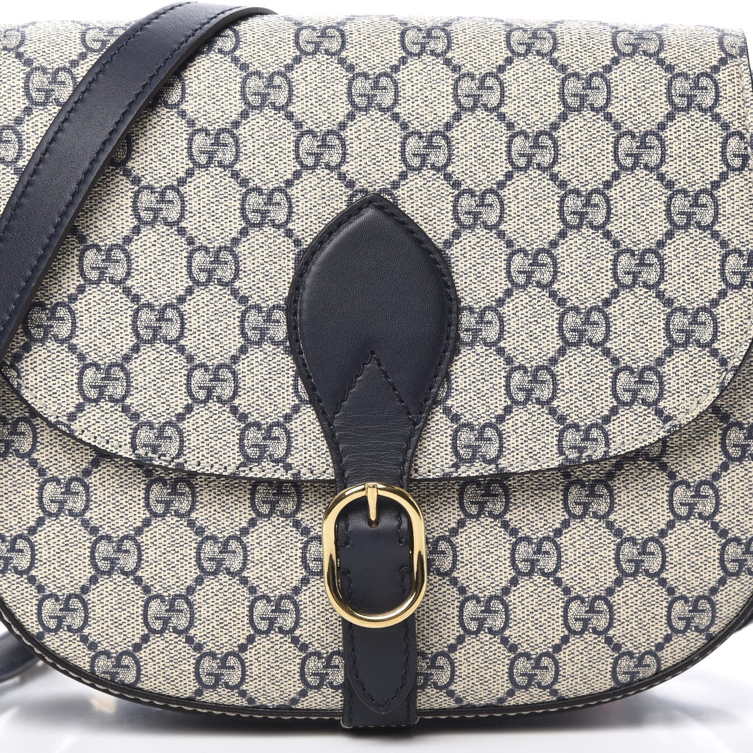 Gucci GG Supreme Monogram Small Messenger Shoulder Bag Beige Blue Navy 8 of 13