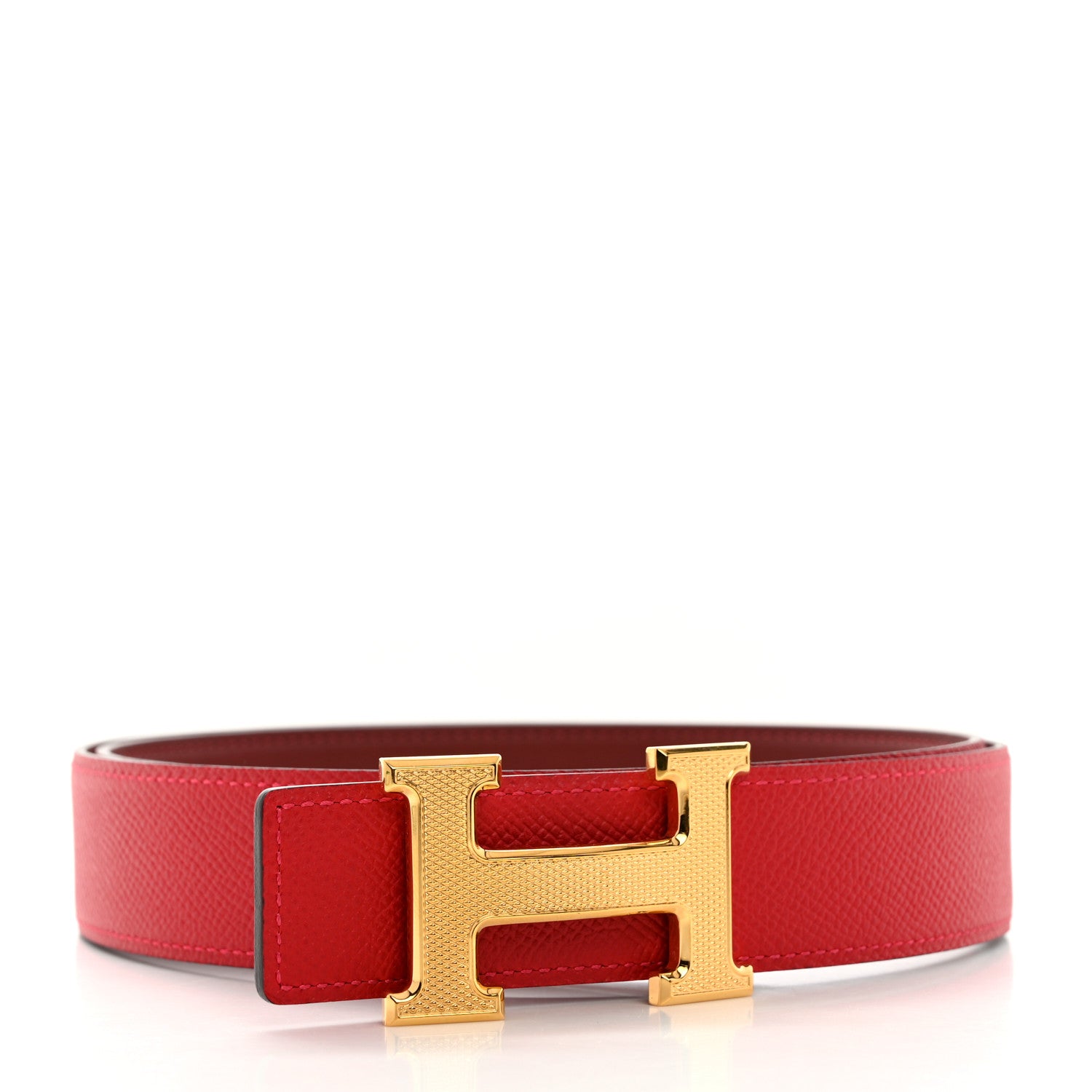 Hermes Swift Epsom 32mm Guilloche H Belt 90 36 Rouge H Rouge Casaque 1 of 8