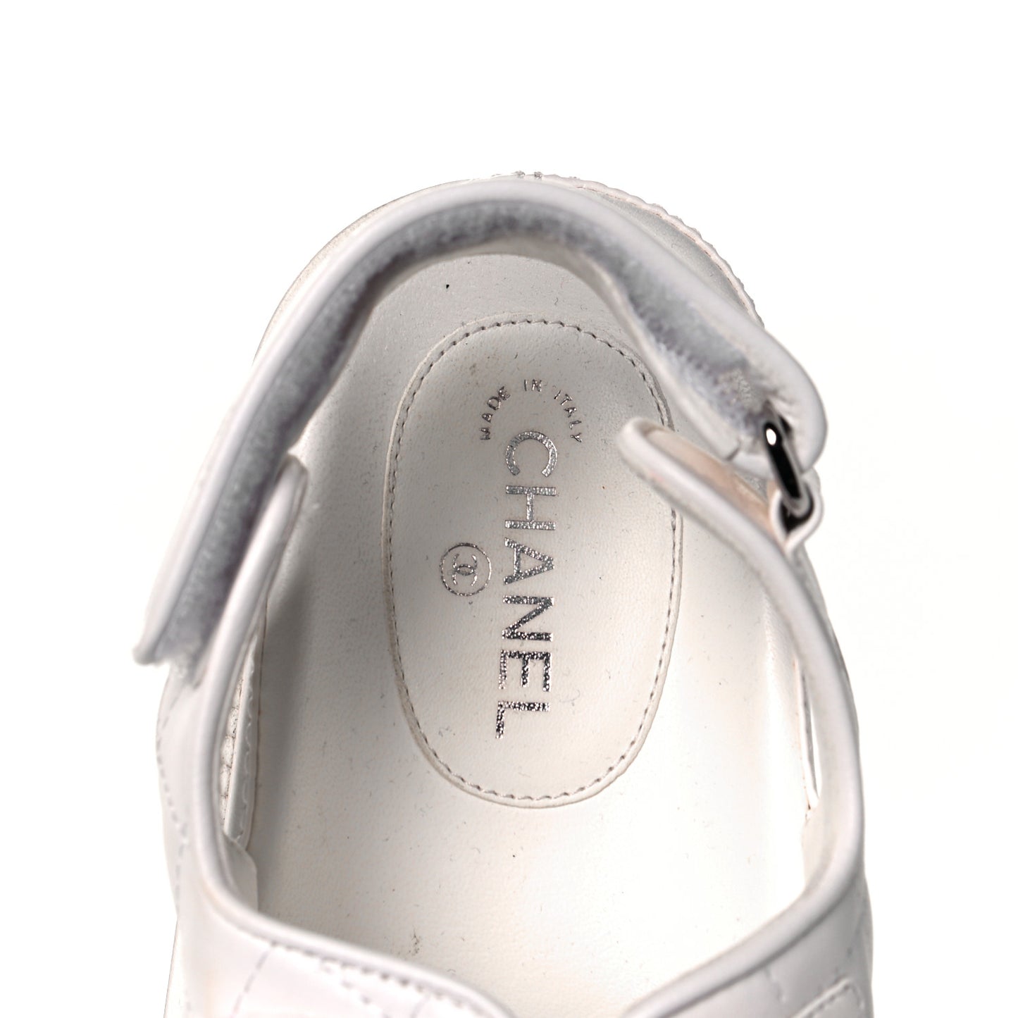 Lambskin Velcro Dad Sandals 36 White