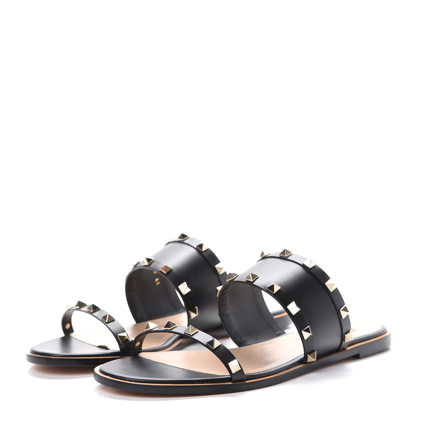 Nappa Rockstud Flat Sandals 41 Black