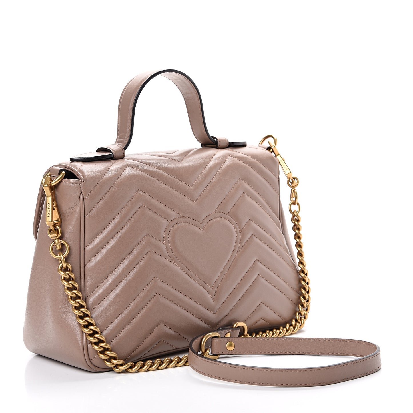 Calfskin Matelasse Small GG Marmont Top Handle Shoulder Bag Porcelain Rose