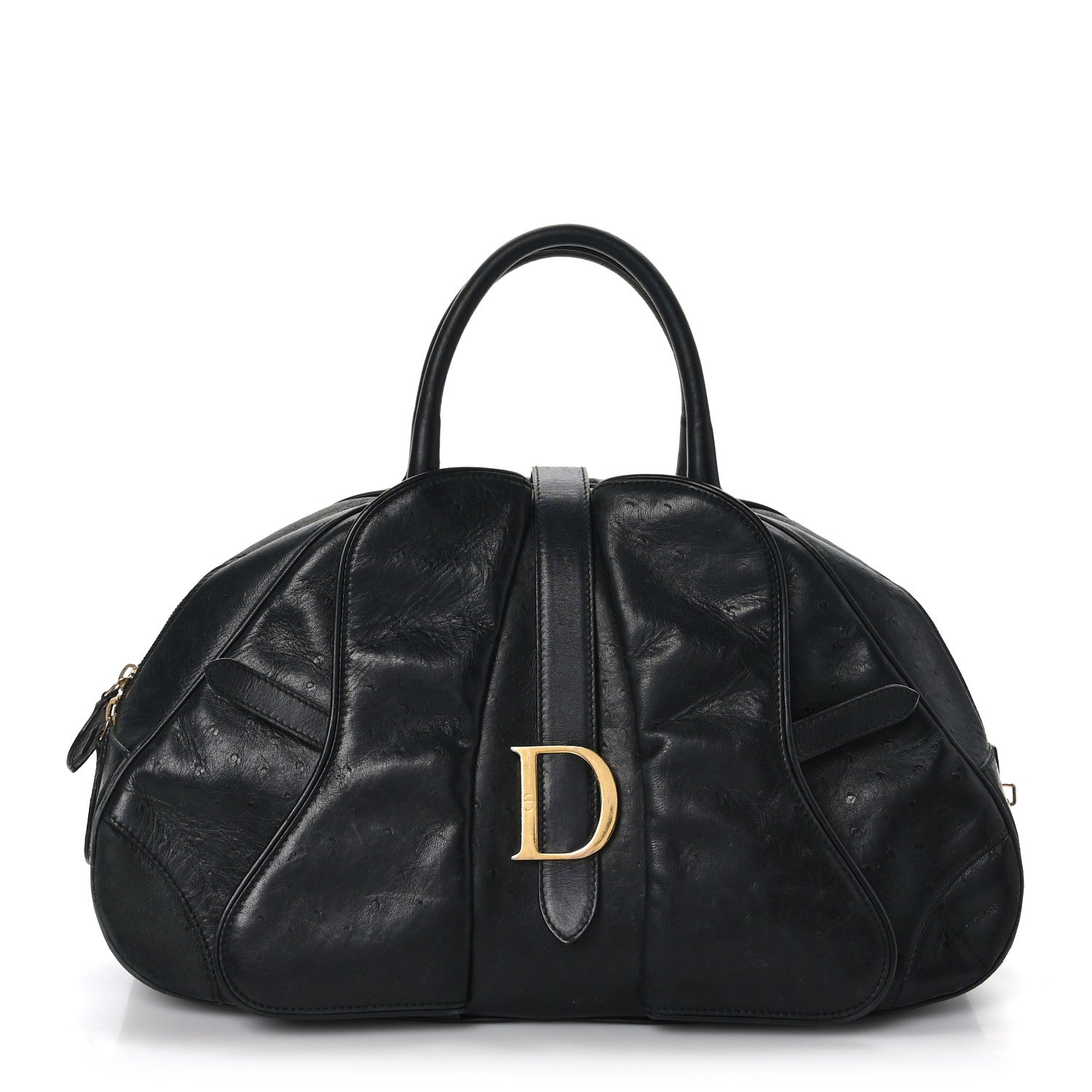 Christian Dior Ostrich Saddle Bowler Black 1 of 9