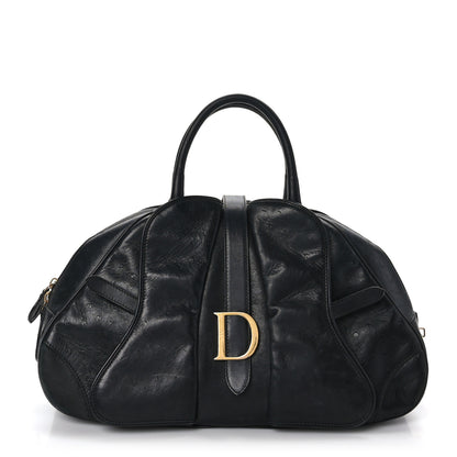 Christian Dior Ostrich Saddle Bowler Black 1 of 9