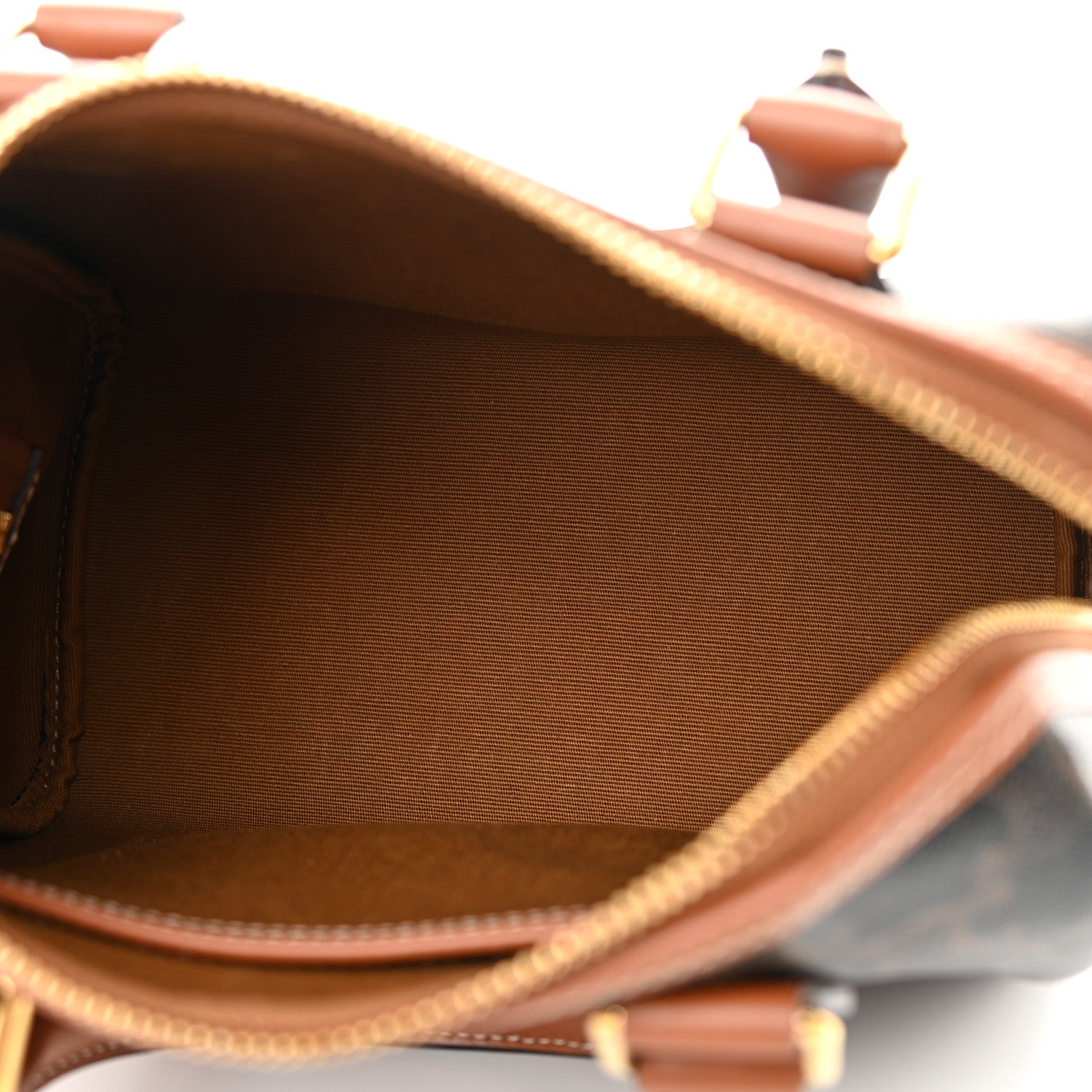 Celine Triomphe Canvas Calfskin Small Boston Bag Tan 5 of 12